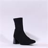Miss Elastic Fax Block Heel Ankle Boot - Black Stretch
